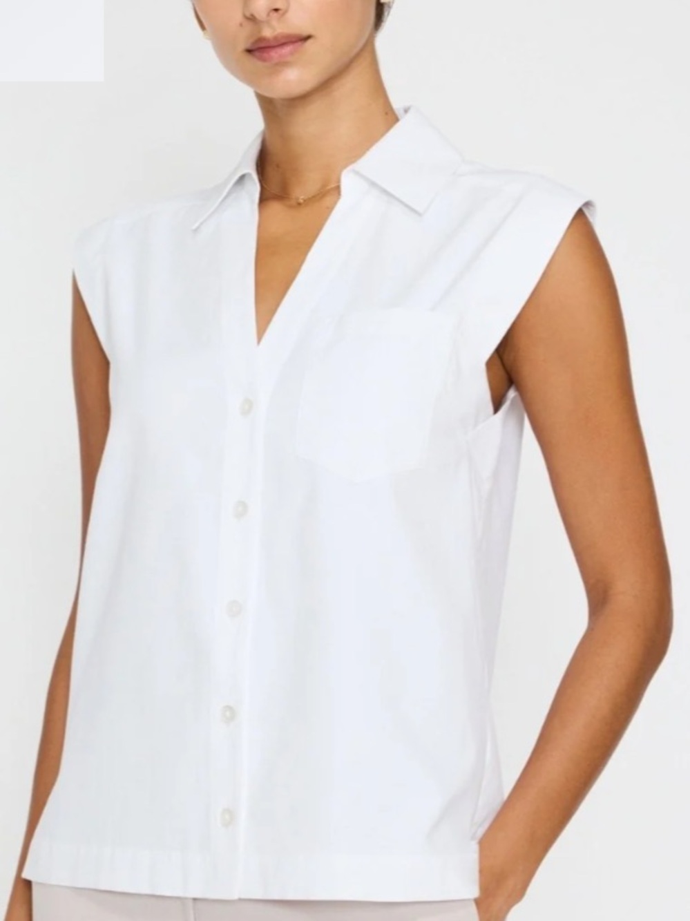 Brochu Walker Elias White Sleeveless Button-Down Shirt M